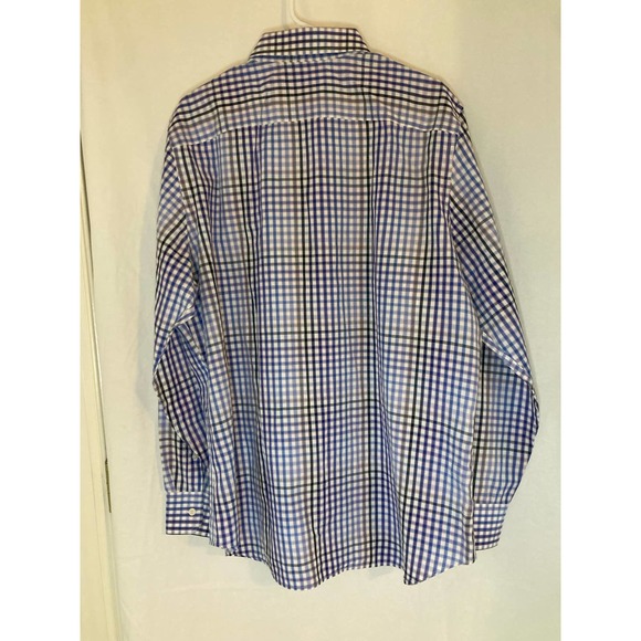Banana Republic Mens Button Down Long Sleeve Shirt 17.5 Slim Fit Blue Plaid - Picture 3 of 8
